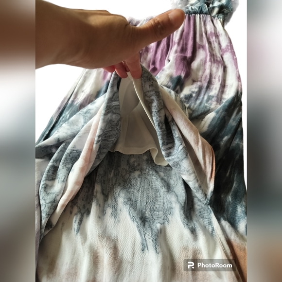 One Clothing tie dye V neck wrap maxi dress purple white dark green size S - Picture 5 of 11